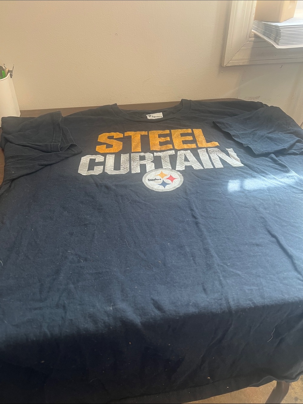 NFL Black ‘Steel Curtain' Steelers Graphic Tee with Yellow & White Accents